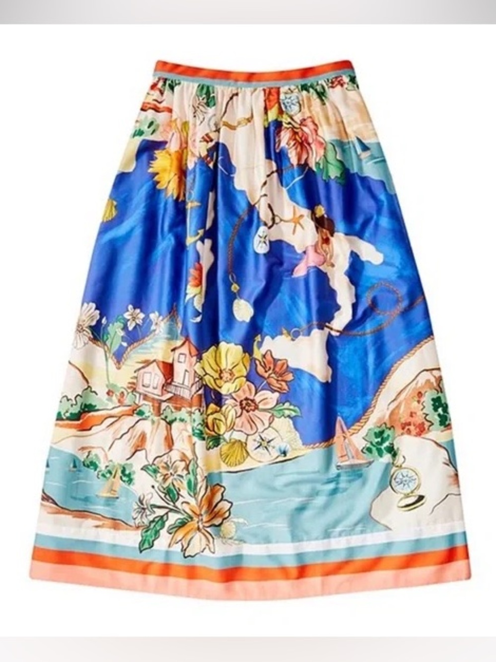 NWT Antonio Melani Sea La Vie Evie Ocean Print Skirt Blue Size 14 - Picture 4 of 14